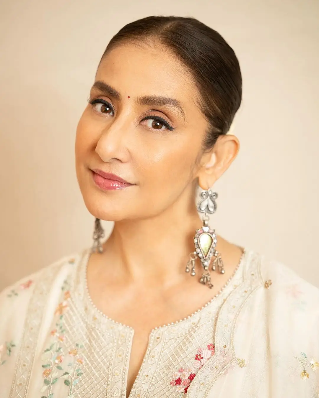 Bollywood Actress Manisha Koirala Stills in White Dress